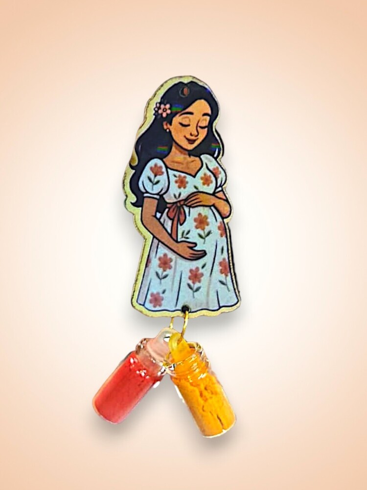 White Pregnant Lady MDF With Haldi Kumkum