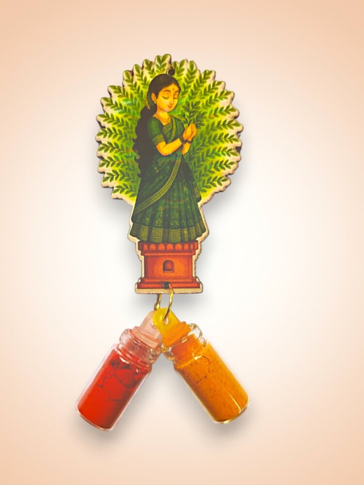 Green Lady MDF With Haldi Kumkum