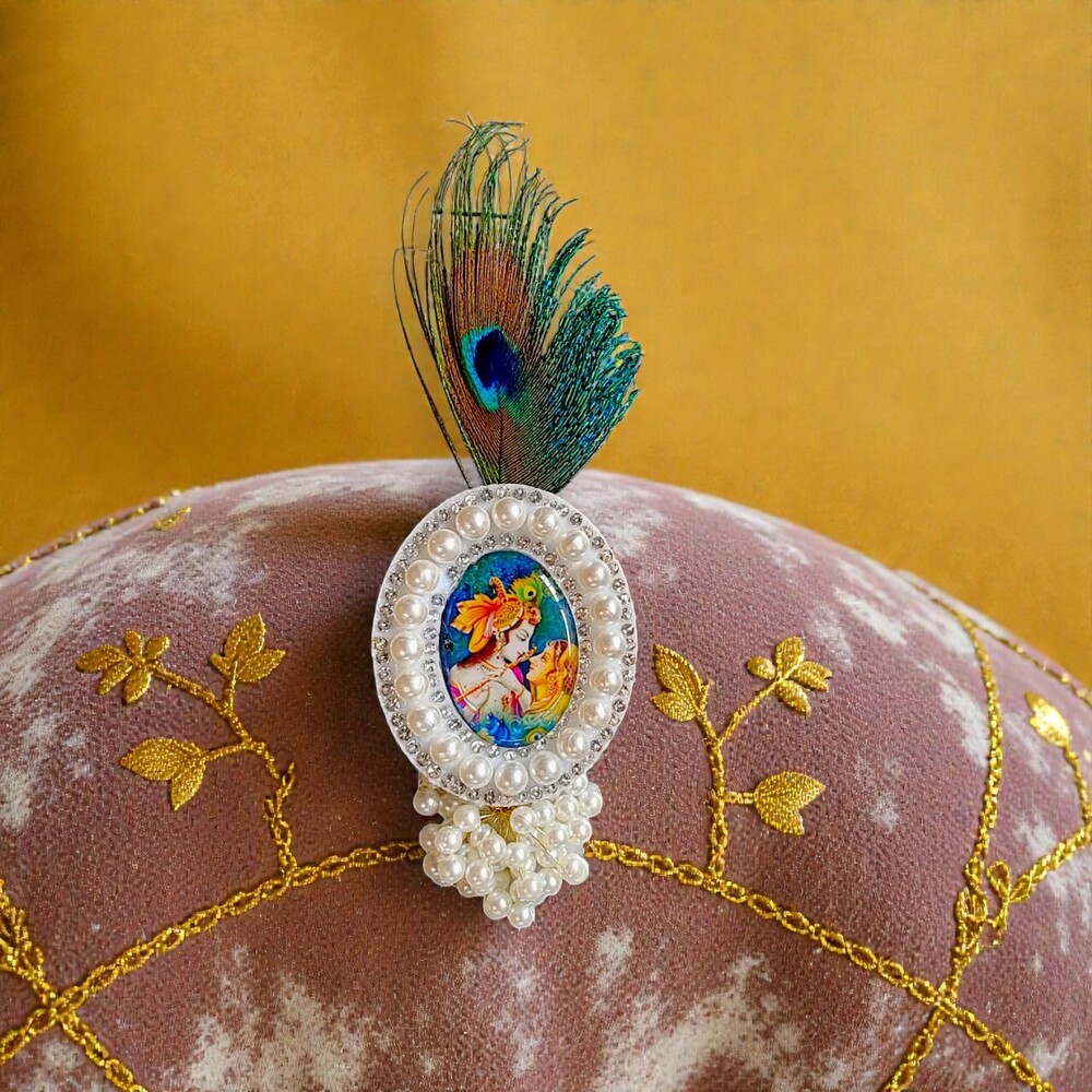 Radha Krishna Mor Pankh Brooch