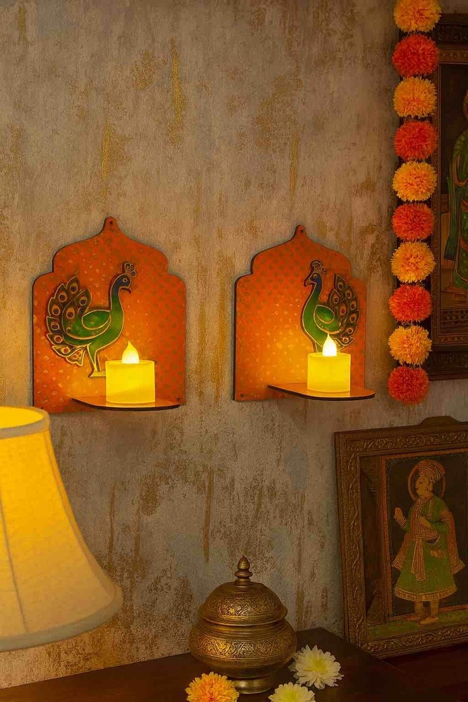 Peacock Diya Pair
