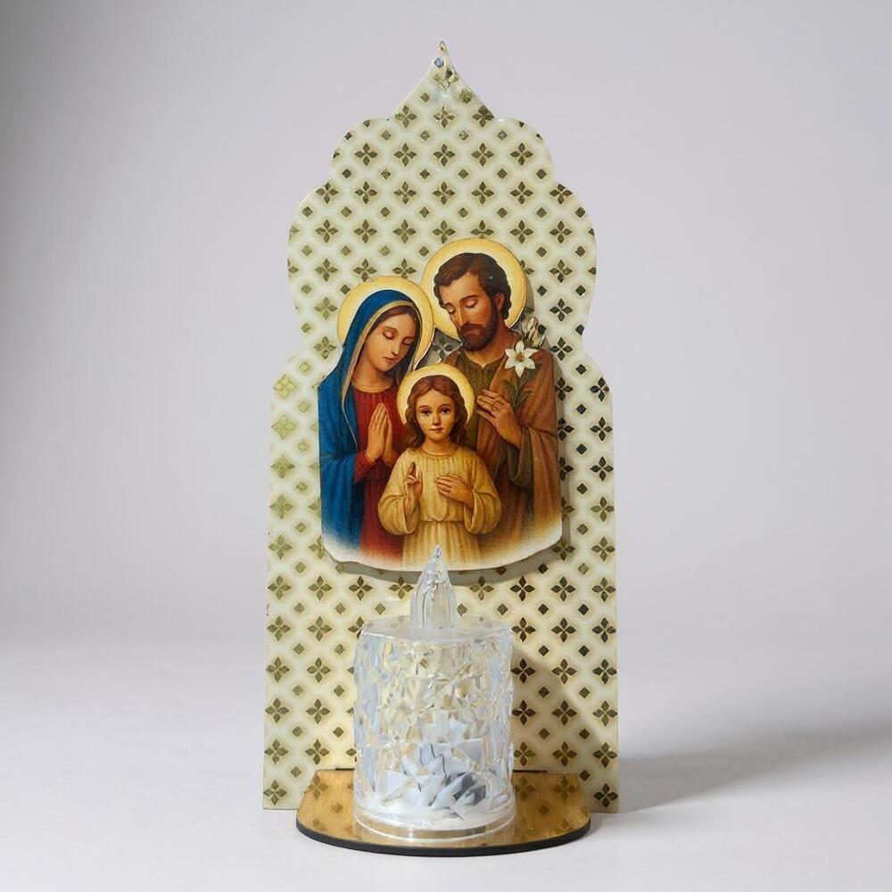 Jesus And Holy Family Candle Stand With Candle