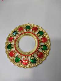 3.5 Inch Flower Ring - Decorative Metal Alloy, Multicolor, Hand-painted | Lightweight, Reusable, Festive Embossed Design