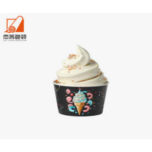 Custom Logo Printed Ice Cream Cup Frozen Yogurt Gelato Bowls 2OZ Disposable Single Wall Paper Cup