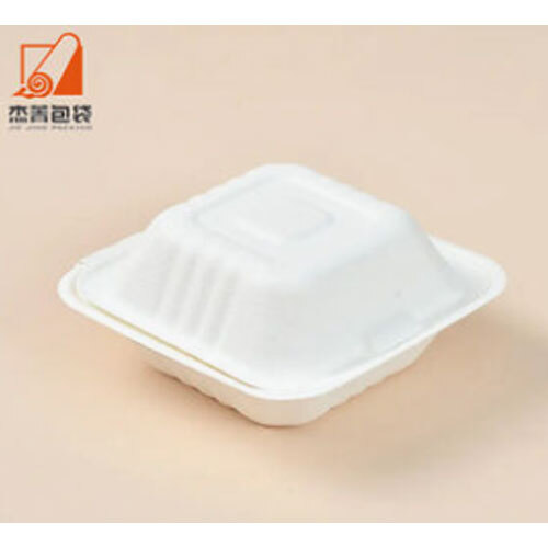 Disposable Eco Sugarcane Pulp Cake Burger Box 6 Inch Clamshell Take Away Food Box