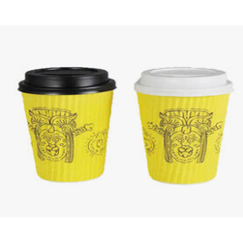 Yellow 8oz 12oz 16oz 20oz Customized Paper Disposable Printed Double Wall Coffee Cups With Lid