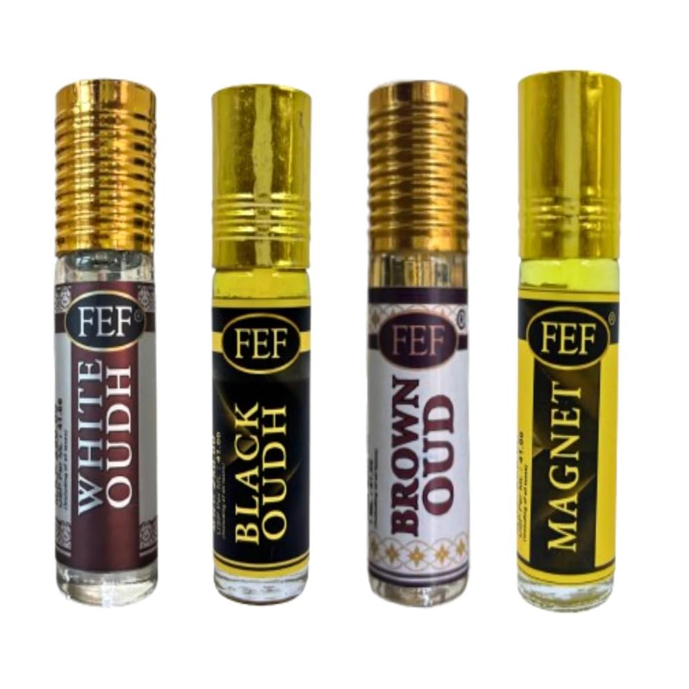 EF ATTAR PACK OF 6 ML WHITE OUD + BLACK + BROWN + MAGNET