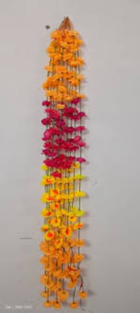 Yellow Pink Artificial Marigold Flower Garland