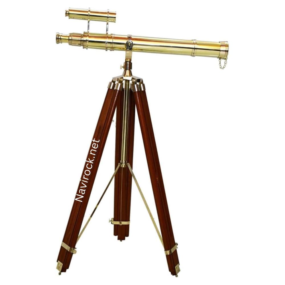 Nautical Maritime Style Brass Telescope  Double Barrel Floor Standing Scope for Home & Office Decoration Griffith Scope Maritime 60