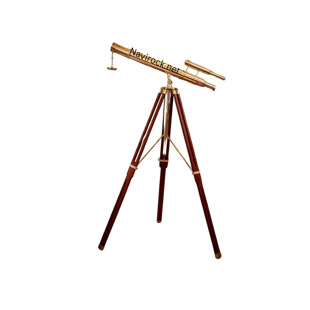 Nautical Maritime Style Brass Telescope  Double Barrel Floor Standing Scope for Home & Office Decoration Griffith Scope Maritime 60