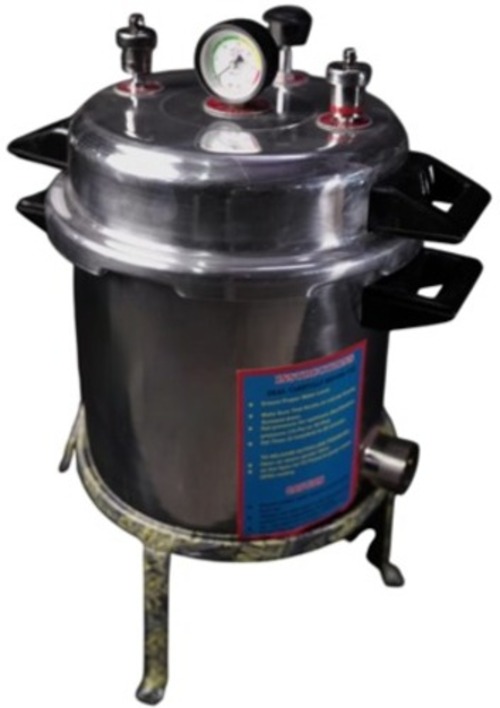 Autoclave Portable - Stainless Steel, 300 X 300 Mm | Suitable For Laboratory Use, 15-18 Psi Pressure Range, Dial Pressure Gauge, Wing Nut Sealed Gasket