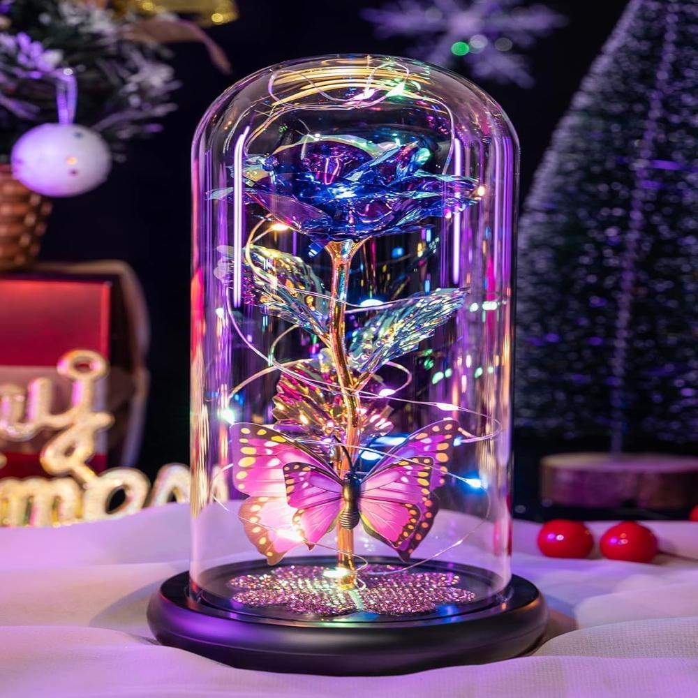 Galaxy Rose Flower with Butterfly LED Lights 