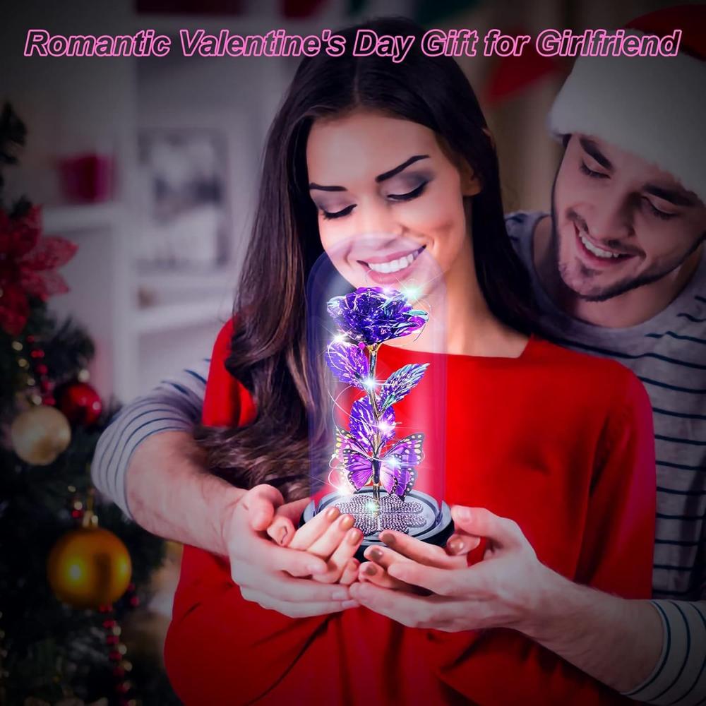 Galaxy Rose Flower with Butterfly LED Lights 