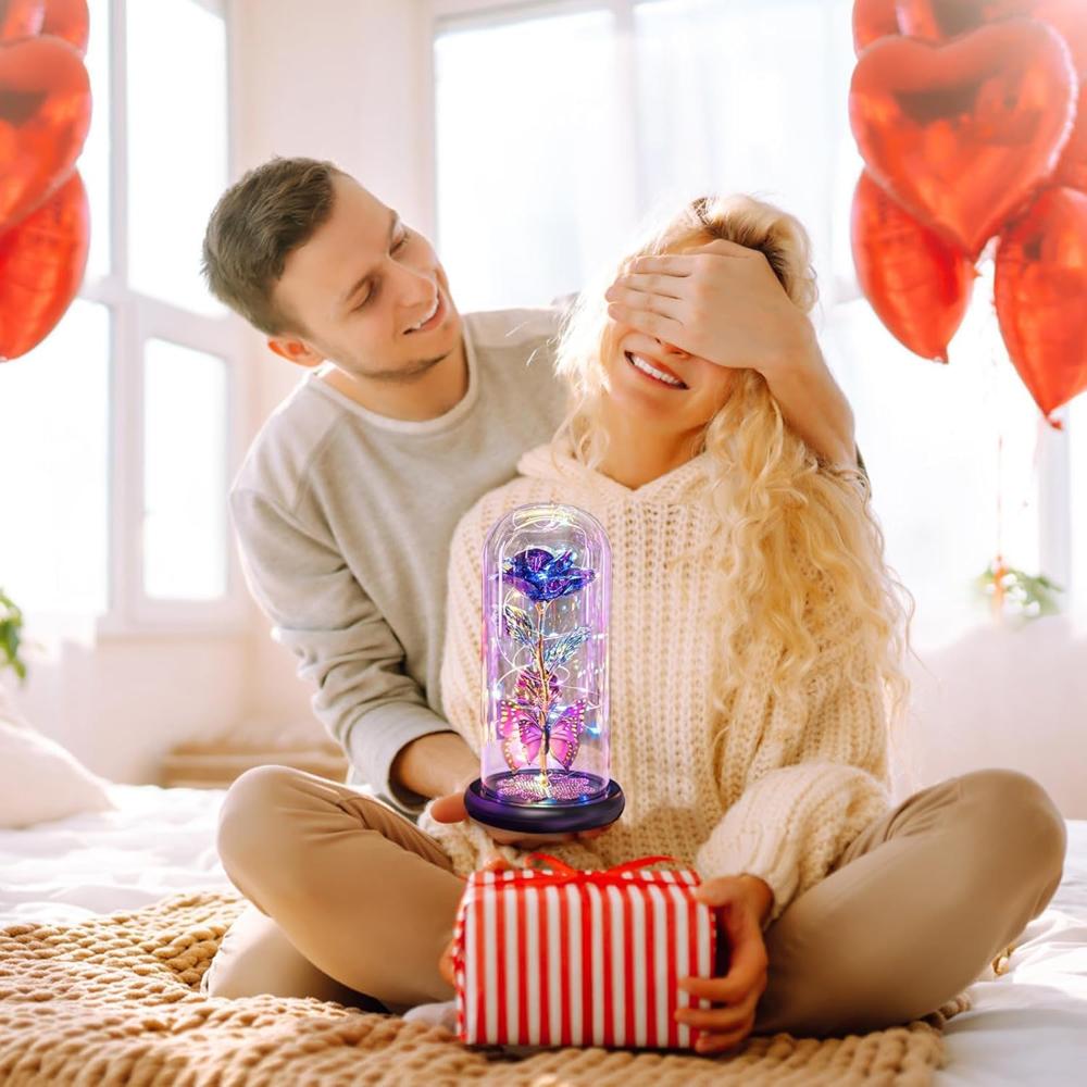 Galaxy Rose Flower with Butterfly LED Lights 