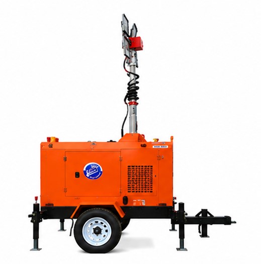 Trailer Mounted Light Tower - Color: Orange