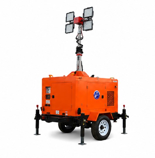 Trailer Mounted Light Tower - Color: Orange