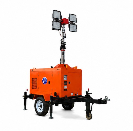 Trailer Mounted Light Tower - Color: Orange