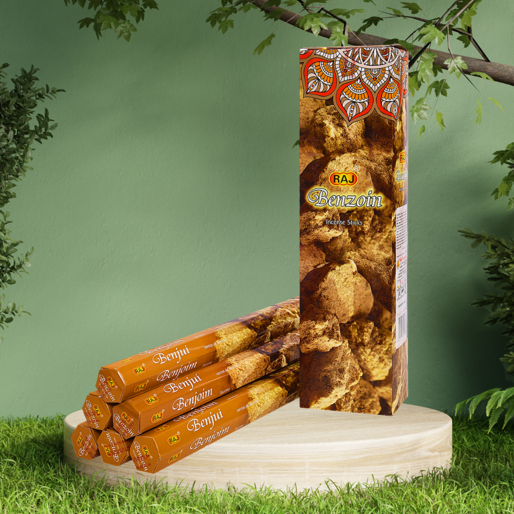 Benzoin Tall Hexa Incense Sticks - Color: Black