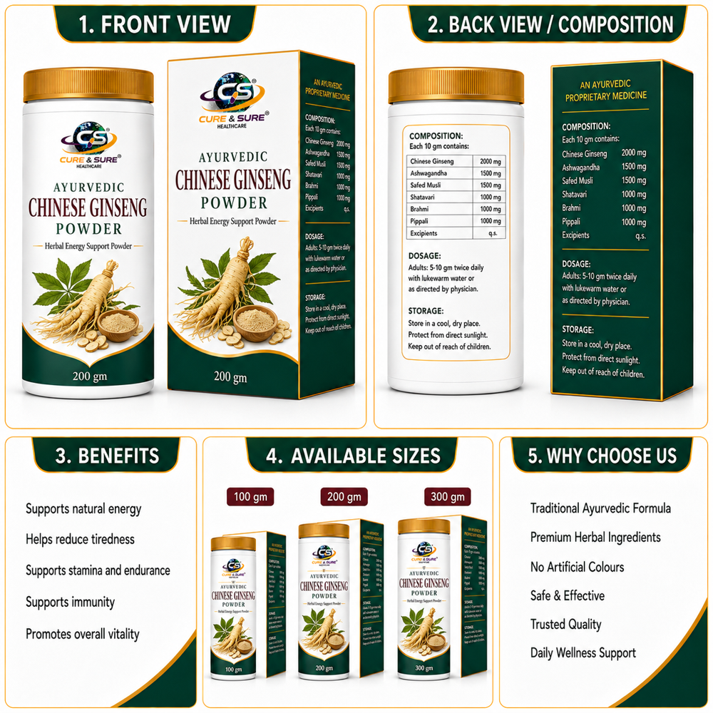 Ayurvedic Chinese Ginseng Powder  Third Party Manufacturing 