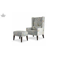 Artius Chair & Ottoman Set - Sheesham Wood, 32x30x36in Chair, Grey Upholstery, Tufted Backrest, Removable Cushions