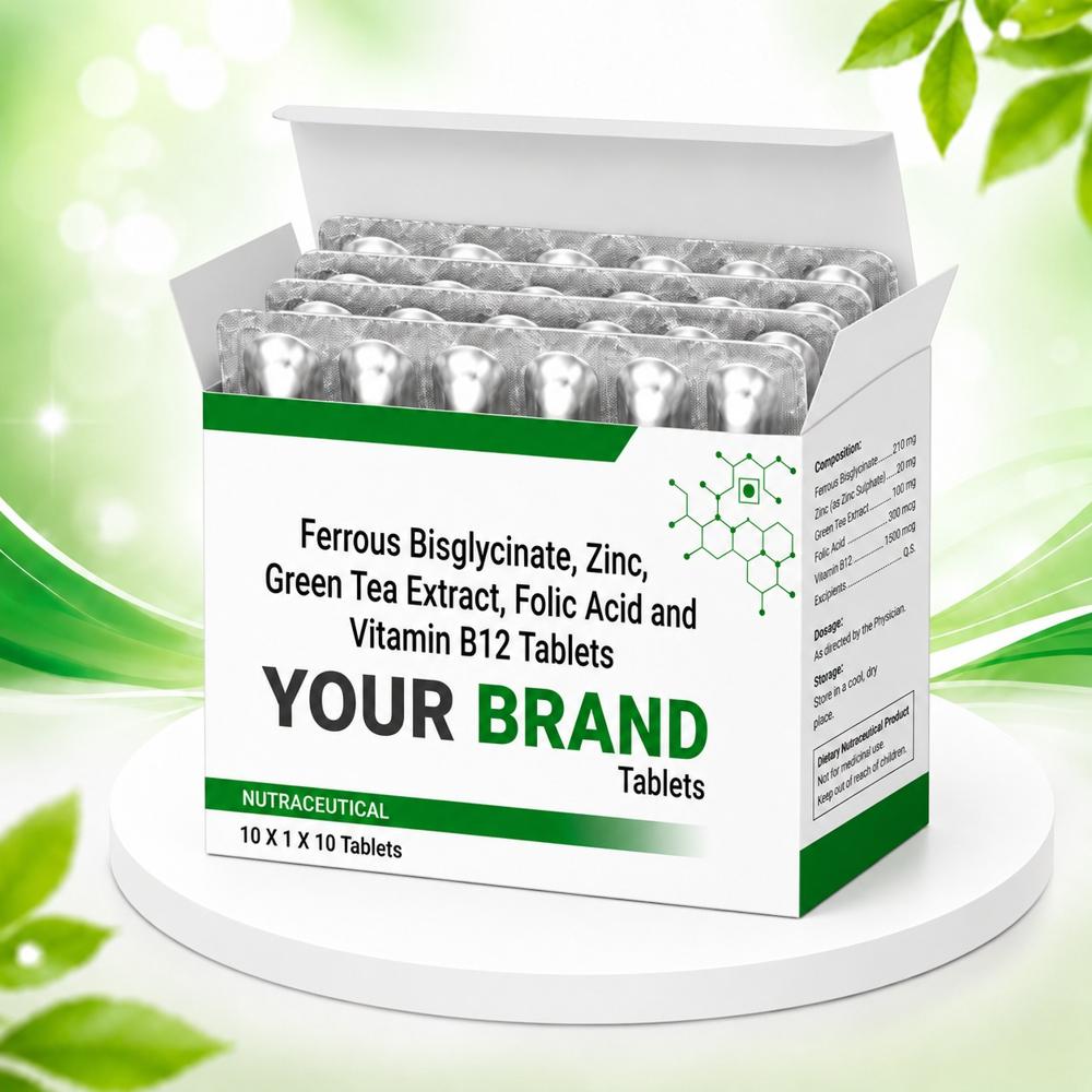Ferrous bis glycinate , Zinc, Green Tea Extract, Folic And Vitamin B12 Tablets