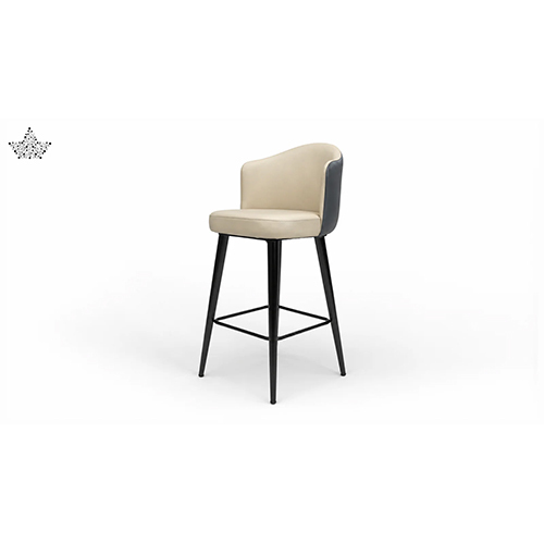 Cleo Upholstered Bar Chair - Oak Wood, 19x20x41 Inches, Grey Upholstery | Scandinavian Design, Ergonomic Seat, Steel Footrest