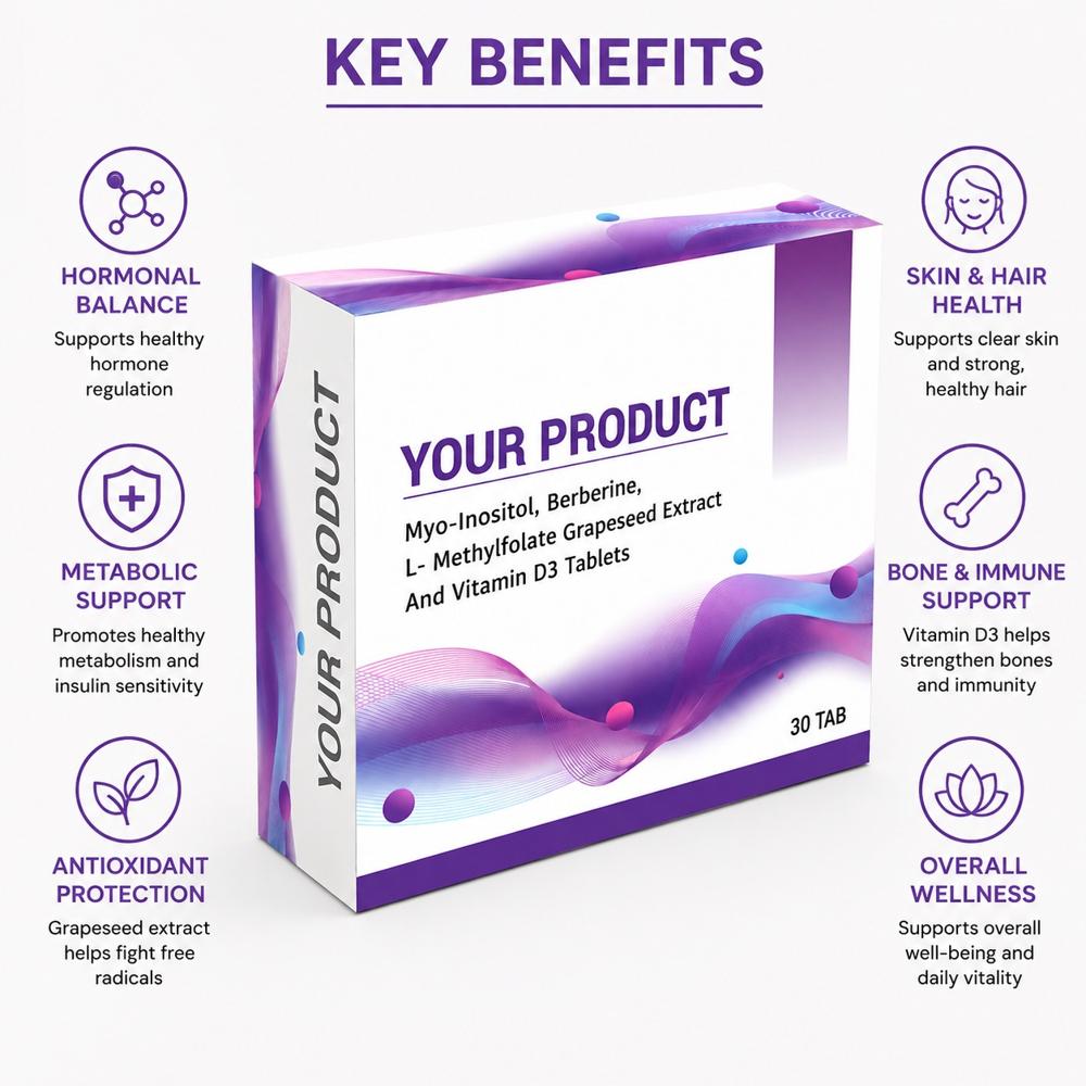 Myo-Inositol, Berberine, L- Methylfolate Grapeseed Extract And Vitamin D3 Tablets