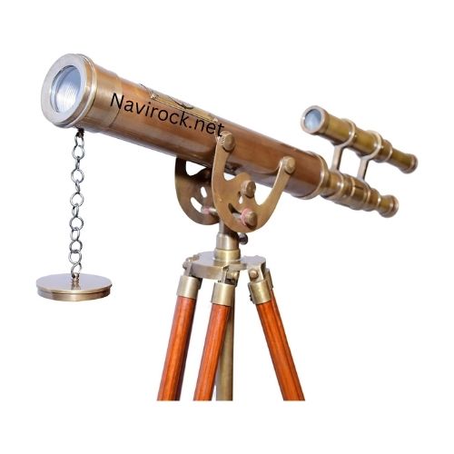 Antique Style Maritime Telescope Dual Barrel Design with Wooden Tripod Stand for Home and Office Display