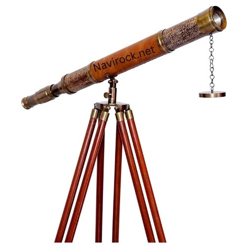 Antique Decorative Brass Floor Telescope Handmade Vintage Spyglass with Brown Leather Detailing