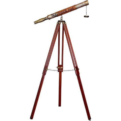 Antique Decorative Brass Floor Telescope Handmade Vintage Spyglass with Brown Leather Detailing