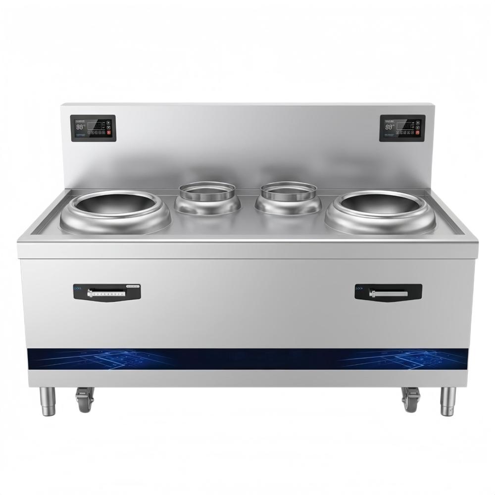 Heavy duty dual burner dual warmer chinese wok range