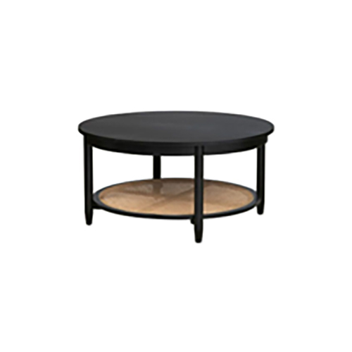 Connaught Round Wood and Rattan Coffee Table