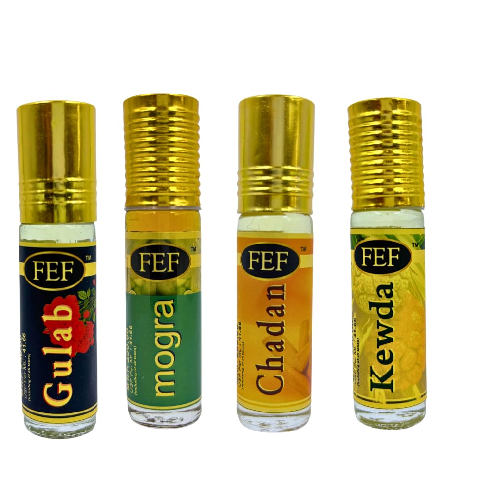 FEF Gulab, Mogra, Chandan, Kewda roll on attar 6ml each