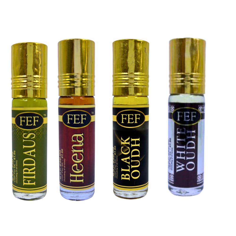 FEF heena, firdaus, white oudh, black oudh roll on attar 6ml