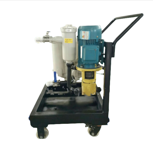Hydraulic Oil Purification Filtration Tester - Mild Steel, 650x400x950 mm, Black Base with Blue Motor & Yellow Pump, 5-10 Microns Filtration, 10-30 L/min Flow, Gear Pump, Safety Features