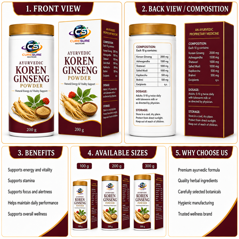 Ayurvedic koren Ginseng Powder Third Party Manufacturing