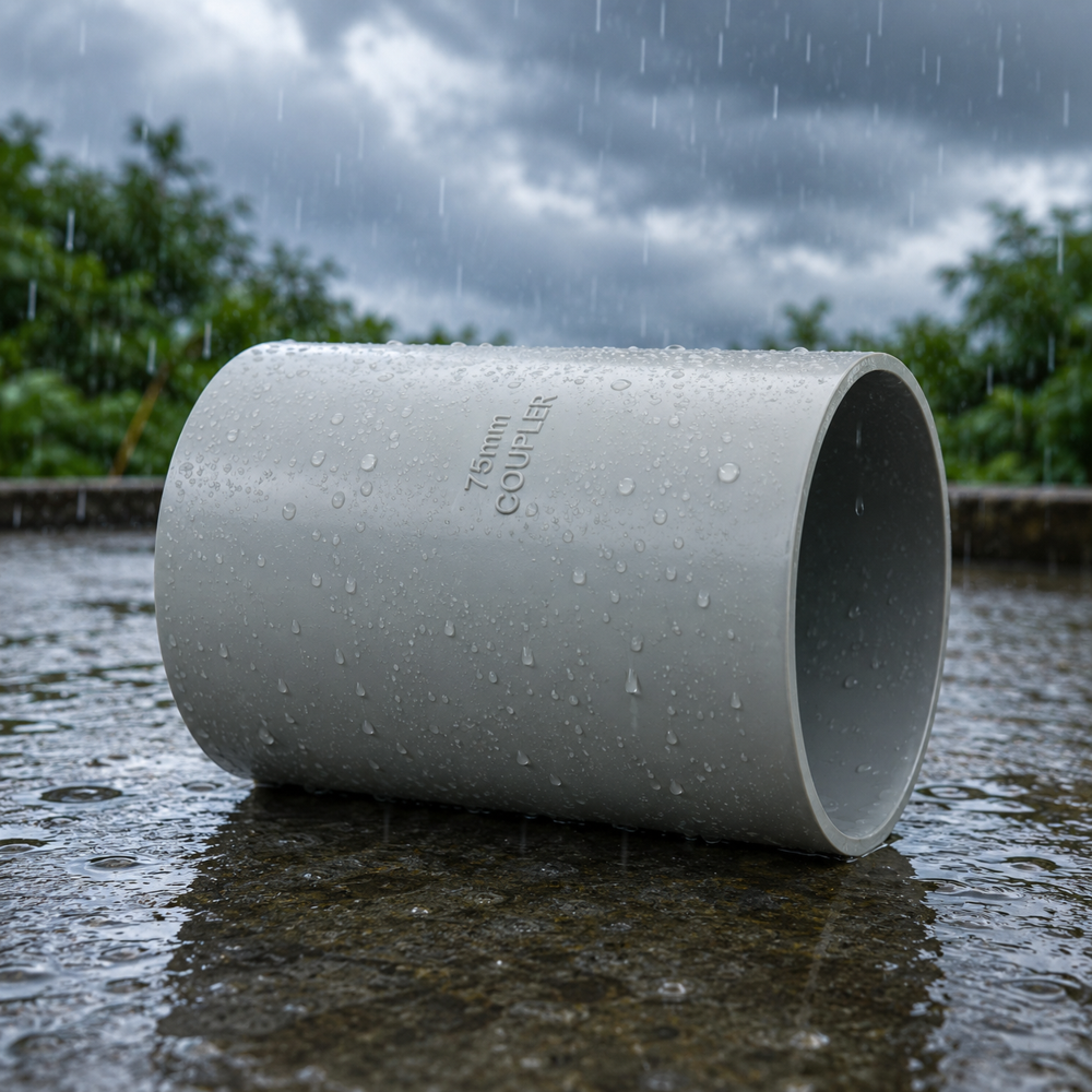 Pvc Coupler - 1 Inch, Grey Round Pvc Connection | Weather Proof, Box Packaging, Minimum Order Of 500 Pieces
