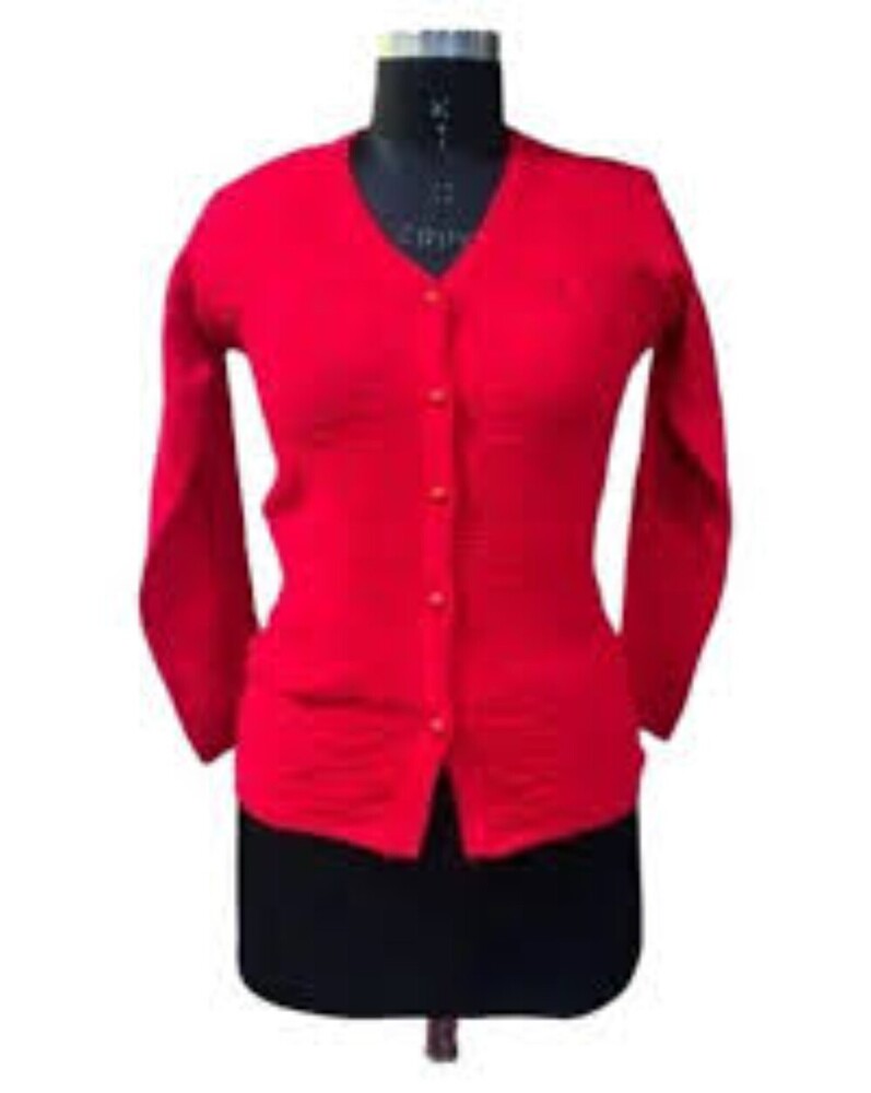 Ladies Red Woolen Cardigan