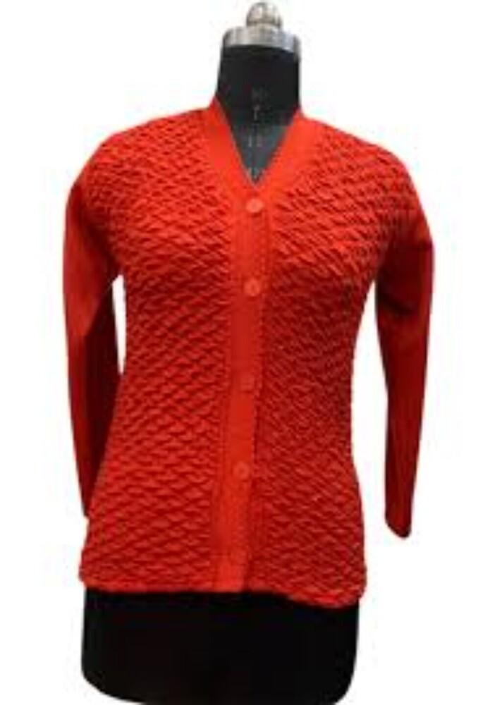 Ladies Red Woolen Cardigan