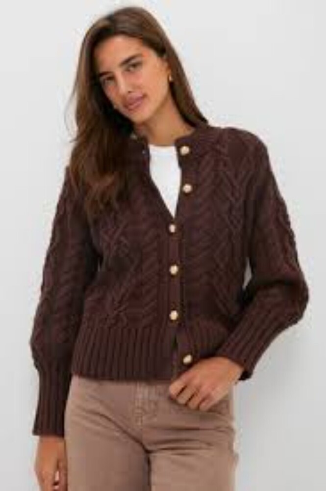 Ladies Brown Woolen Cardigan