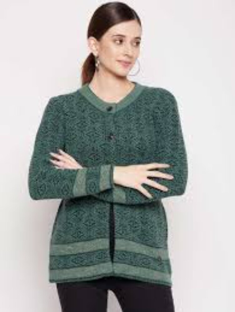 Ladies Round Neck Woolen Cardigan