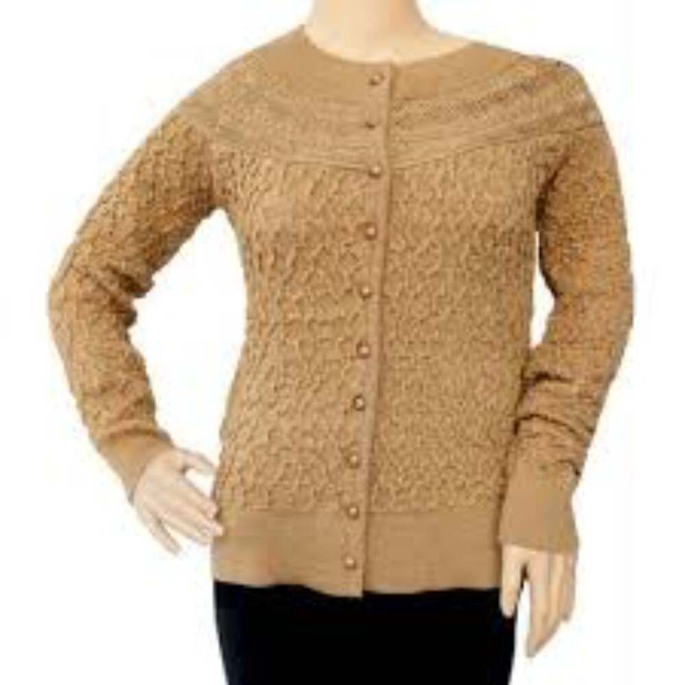 Ladies Round Neck Woolen Cardigan
