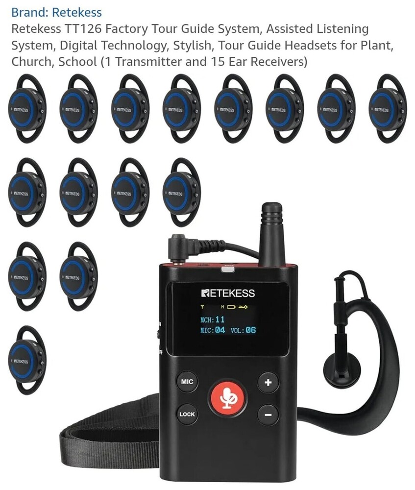 Retekess TT126 ( 1Transmitter and 15 Ear Receivers )
