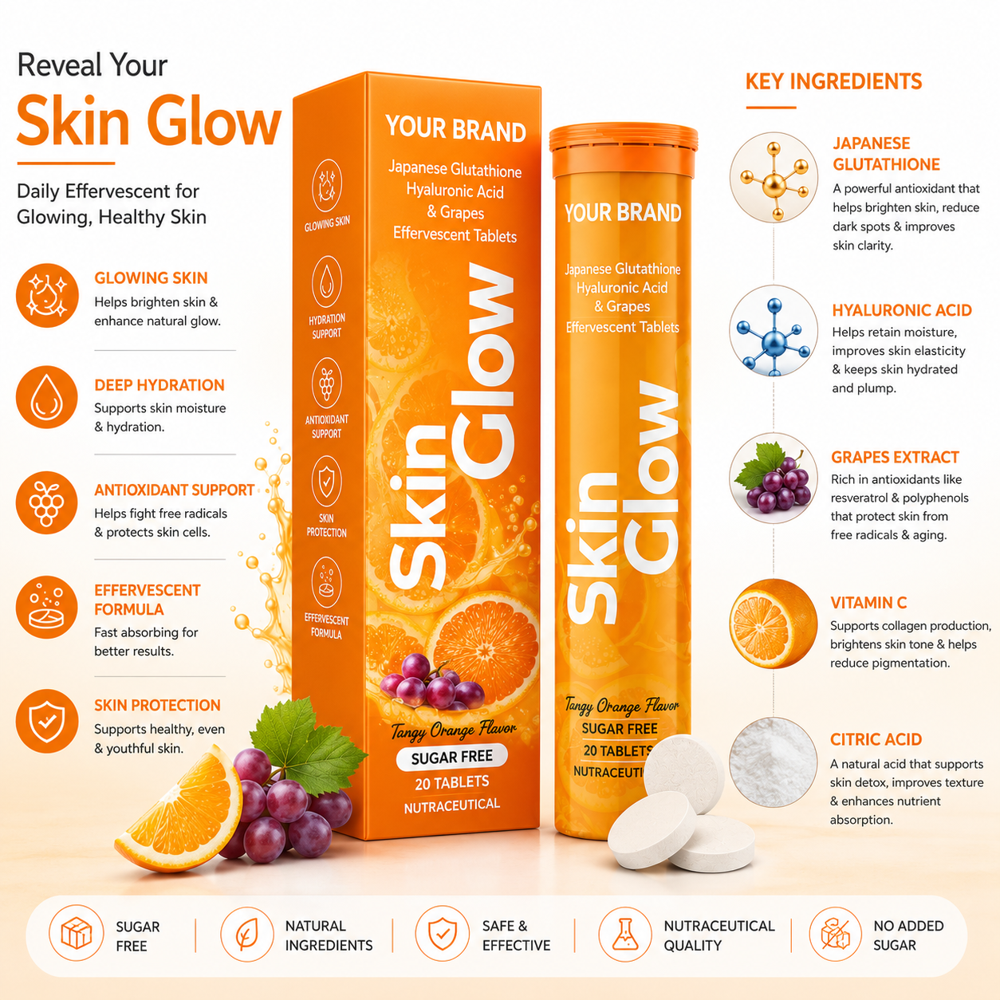 Japanese Glutathione + Hyaluronic Acid + Grapes Effervescent Tablets