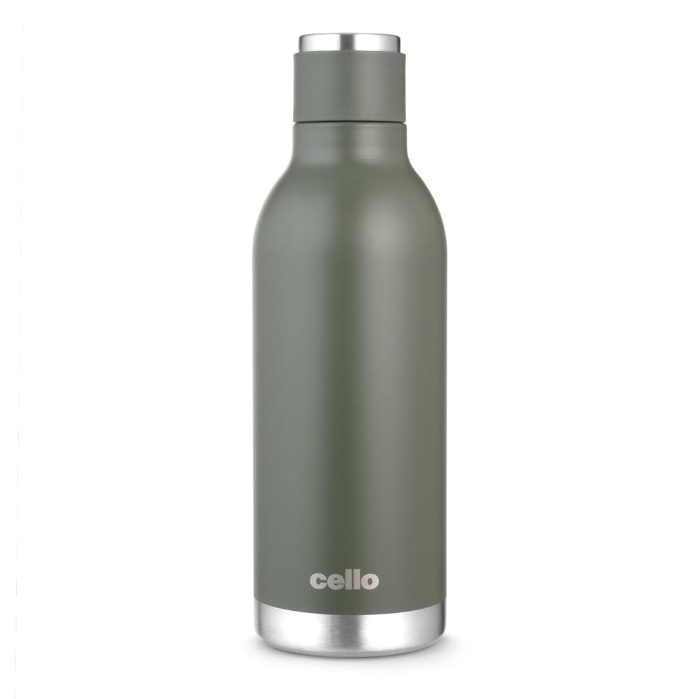 CELLO Duro Tuff Steel Series Marbella Thermosteel Flask, 600ml, Green | 24 Hours Hot & Cold Bottle | Flask for Tea Coffee | Ideal for Office, Gym, Home, Kitchen, Hiking, Trekking, Travel Bottle