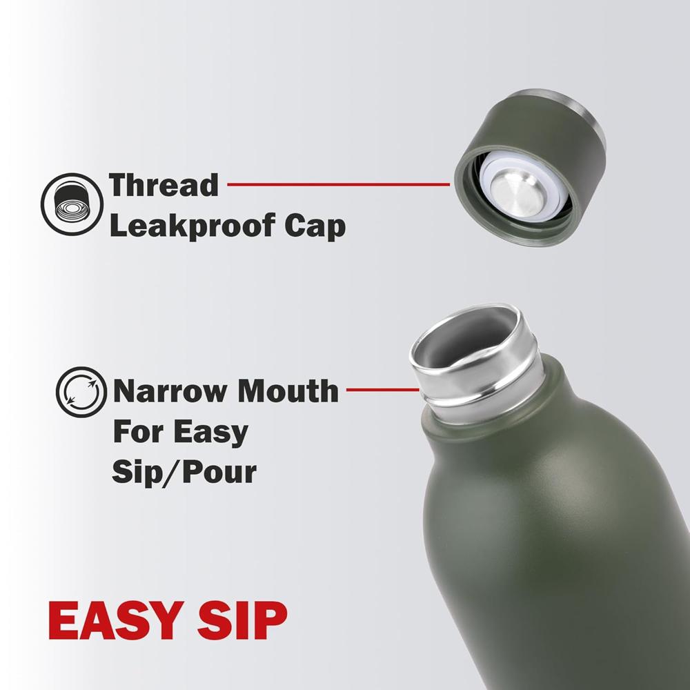 CELLO Duro Tuff Steel Series Marbella Thermosteel Flask, 600ml, Green | 24 Hours Hot & Cold Bottle | Flask for Tea Coffee | Ideal for Office, Gym, Home, Kitchen, Hiking, Trekking, Travel Bottle