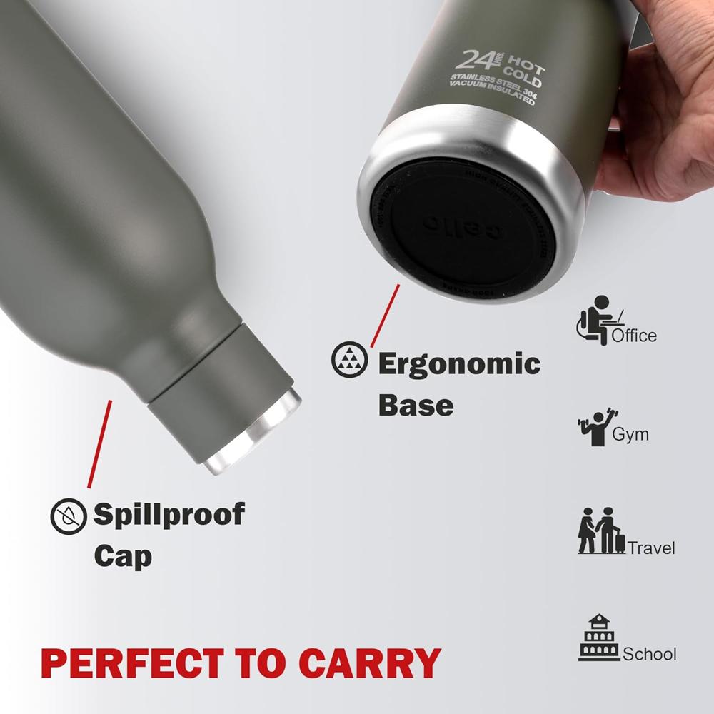 CELLO Duro Tuff Steel Series Marbella Thermosteel Flask, 600ml, Green | 24 Hours Hot & Cold Bottle | Flask for Tea Coffee | Ideal for Office, Gym, Home, Kitchen, Hiking, Trekking, Travel Bottle