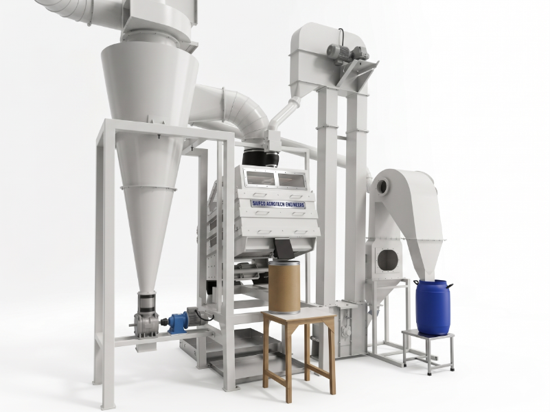 Grain Dry Destoner Machine - Stainless Steel, 3850x1650x2600 Mm, White & Green | High Efficiency, Low Noise, Plc Controlled