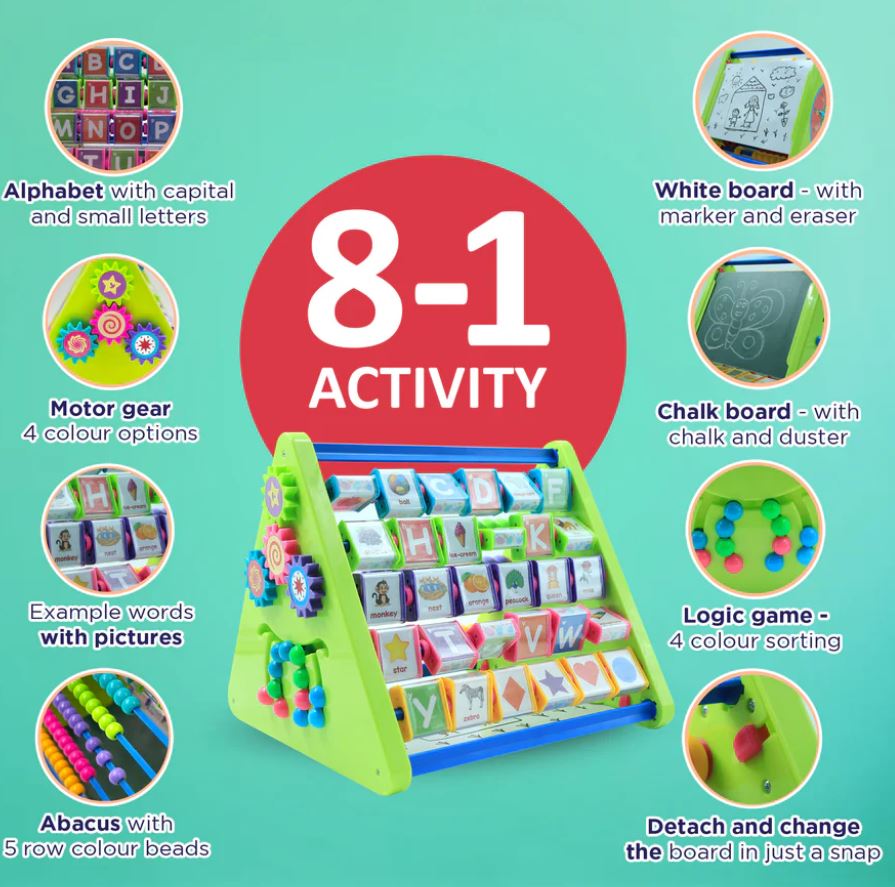 8-in-1 Activity Triangle Toy/TAMIL Activity Triangle/Tamil Alphabets for Kids 2+ Years