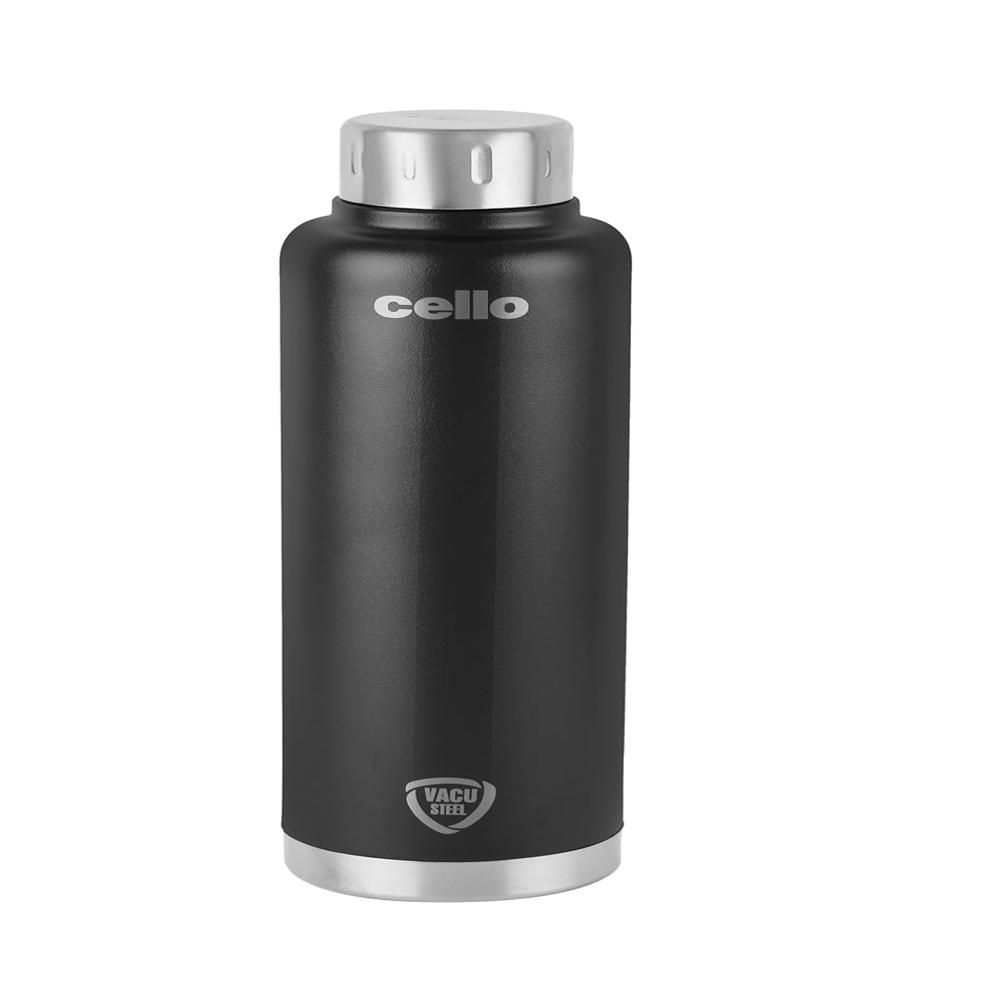 Cello Duro Top Double Wall Stainless Steel Water Bottle | Hot and Cold Stainless Steel Bottle | Scratch Resistant DTP Coating Flask |Vacuum Insulated Bottle for Travel, Home, Office | 500 ml, Black
