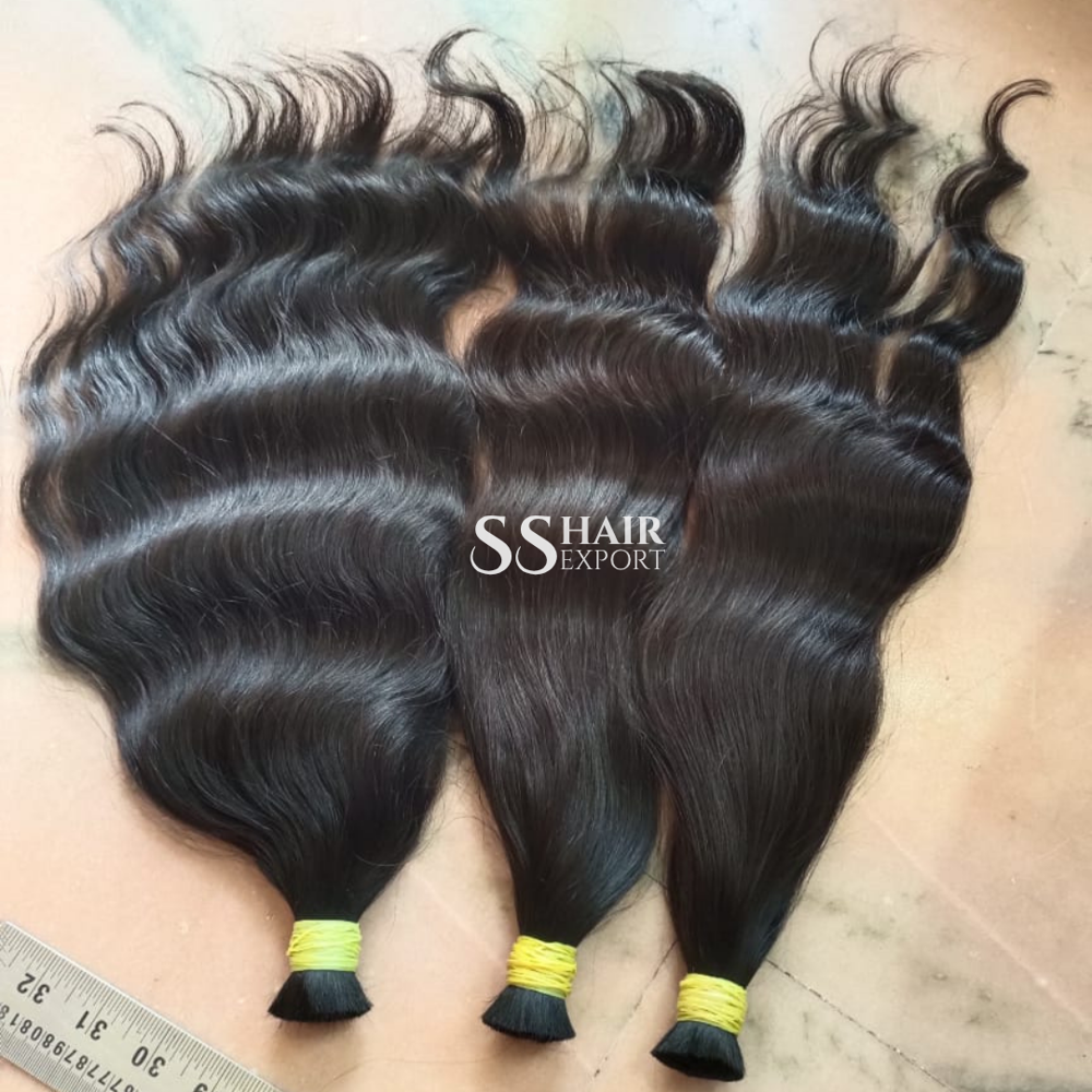 Virgin Bulk Human Hair Bundles Black Brown 30inch 100gm for braiding